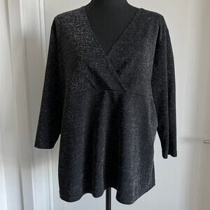 MKM Designs Flawed Blouse Womens 1X Black Glittery Flaws READ
